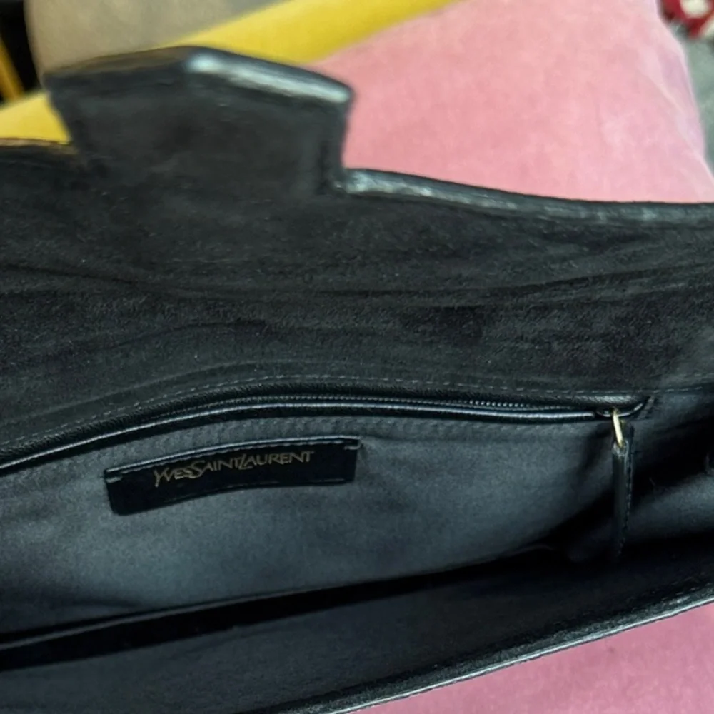 YSL Patent Leather Trim Cork Envelope Clutch in Dark Brown. NEW!!! - Picture 6 of 10